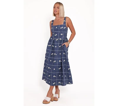 Petal and Pup Women's Yolande Midi Dress - Blue Floral Xl