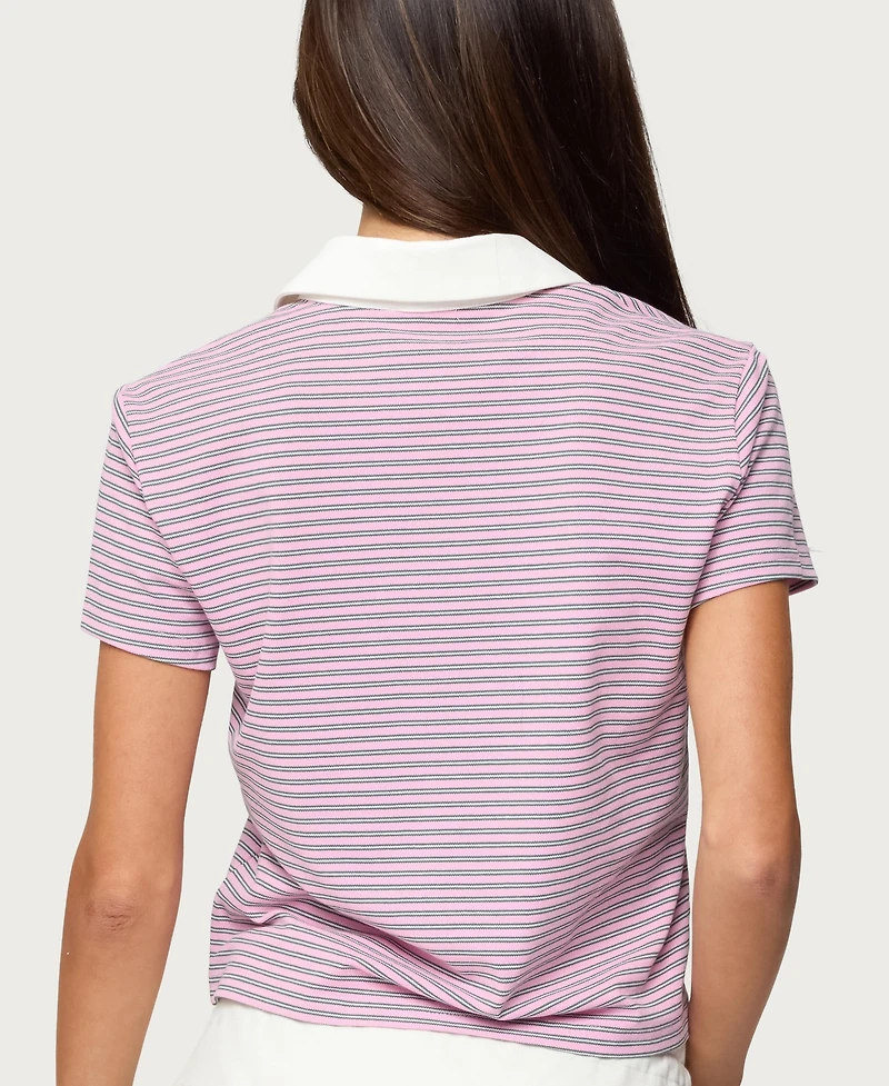 Edikted Women's Lennie Striped Polo Top
