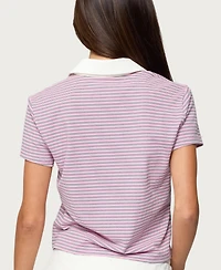 Edikted Women's Lennie Striped Polo Top