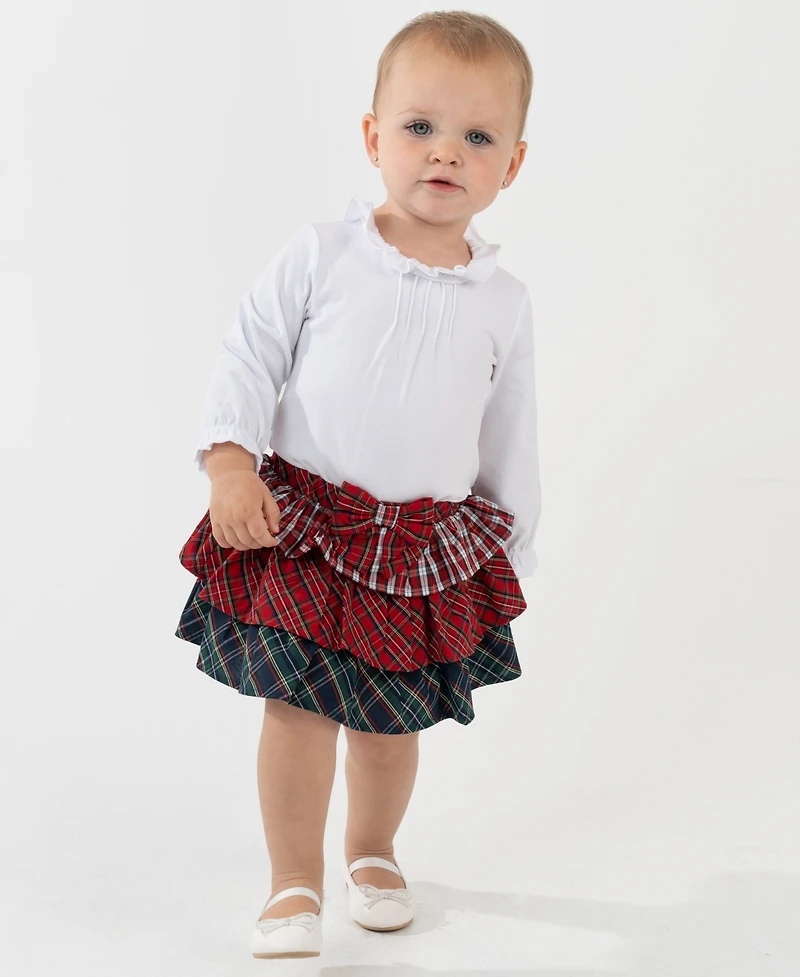 Rare Editions Baby Girls 2-Piece Mixed Plaid Skirt and Bodysuit Set