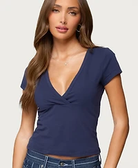 Edikted Women's Merinda V Neck T Shirt