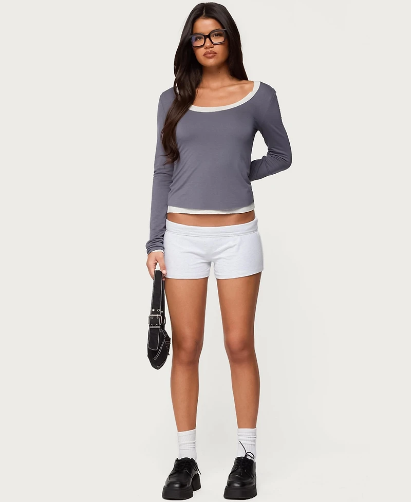 Edikted Women's Orella Contrast Layered Long Sleeve Top