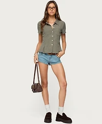 Edikted Women's Alisa Plaid Tailored Button Up Shirt