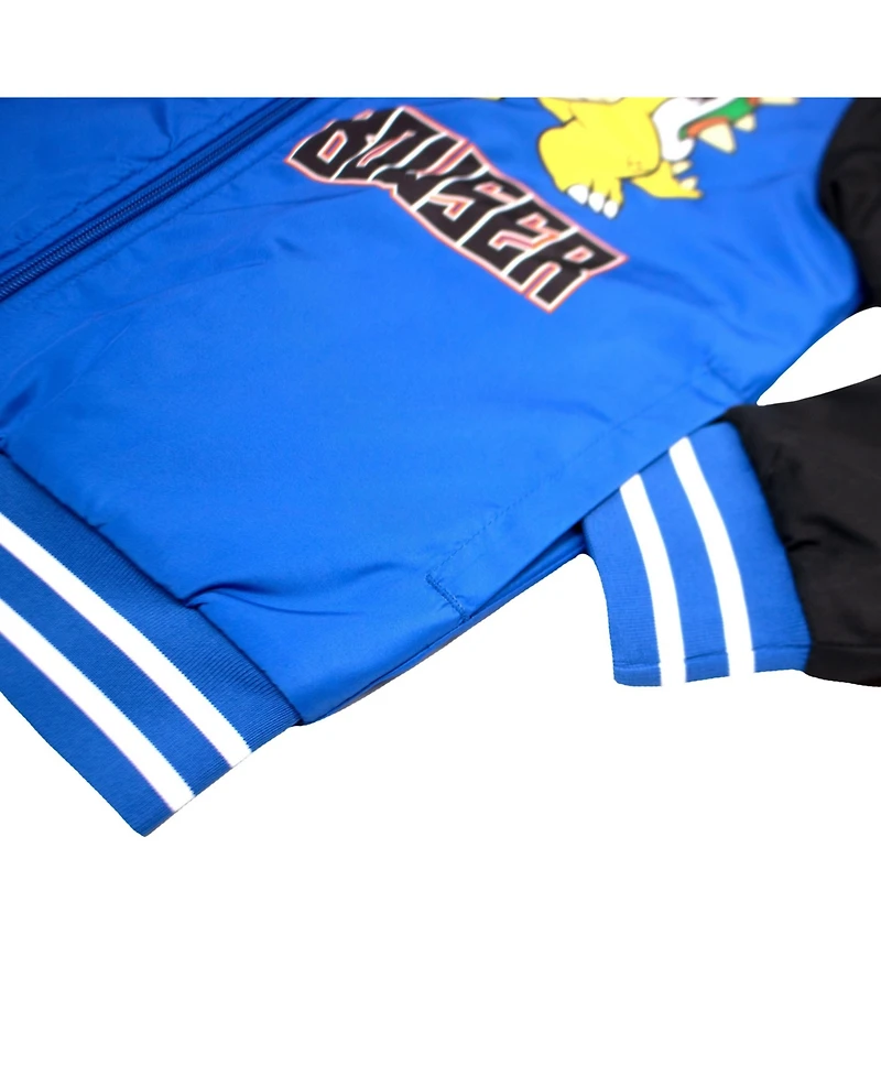 Mario Boys Super Bros Bowser Zip-Up Graphic Print Bomber Varsity Jacket