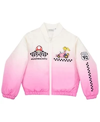 Mario Kart Girls Super Princess Peach Casual Zip-Up Graphic Print Bomber Varsity Jacket