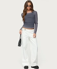 Edikted Womens Zane Contrast Layered Long Sleeve Top