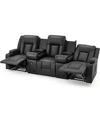 Aecojoy 3 Seater Recliner Sofa with 2 Console&Bluetooth Speakers