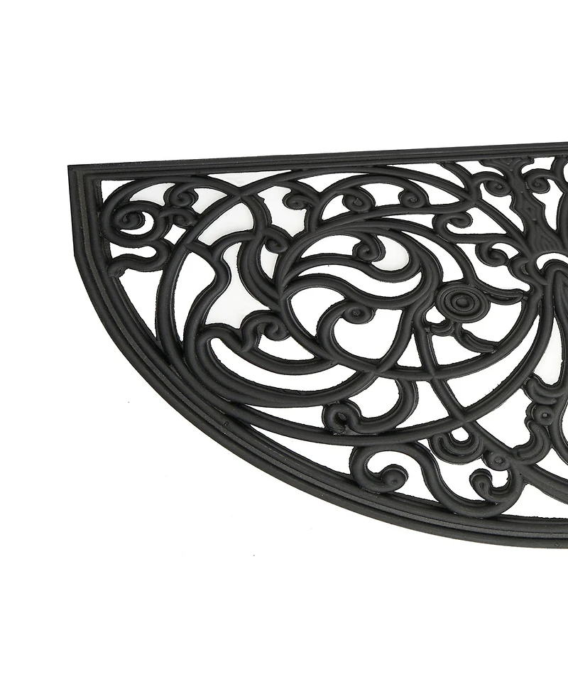 Kate Aurora Hyde Park Half Circle Welcome Coir Bristled Outdoor All Season Mat With Rubber Trim - 18"x30"