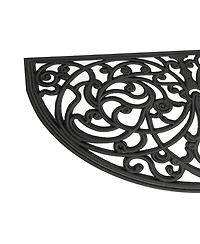 Kate Aurora Hyde Park Half Circle Welcome Coir Bristled Outdoor All Season Mat With Rubber Trim - 18"x30"