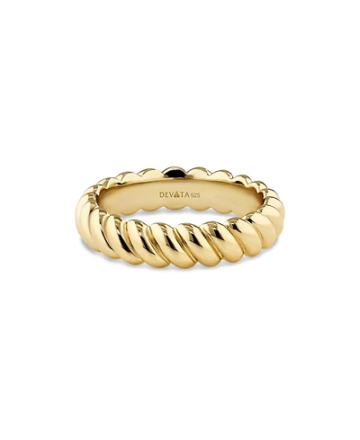 Devata Rope Band Ring Gold Plated Sterling Silver, 8