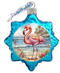 Designocracy Flamingo Christmas Glass Ornaments