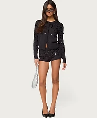 Edikted Women's Cierra Sequin Knit Micro Shorts