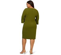 Adrianna Papell Plus Velvet Bell Sleeve Short Dress