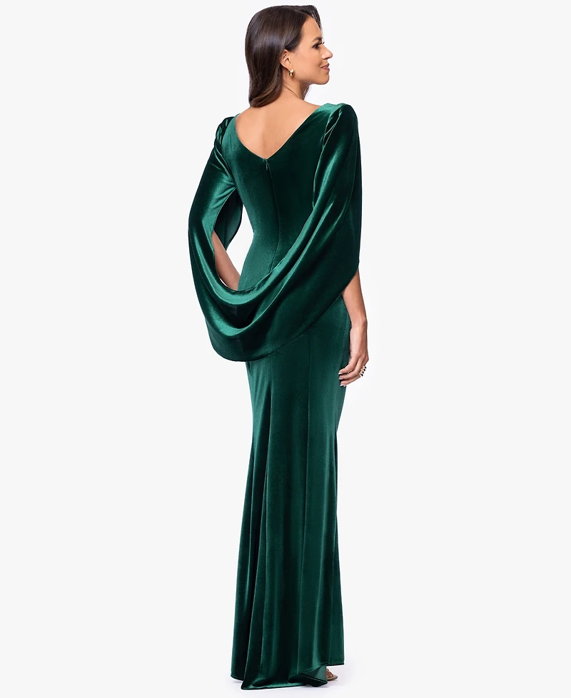 B&A By Betsy and Adam Petite Long Drape Back Dress