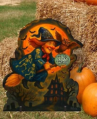 Designocracy Halloween Flying Witch Door Wall Hanger