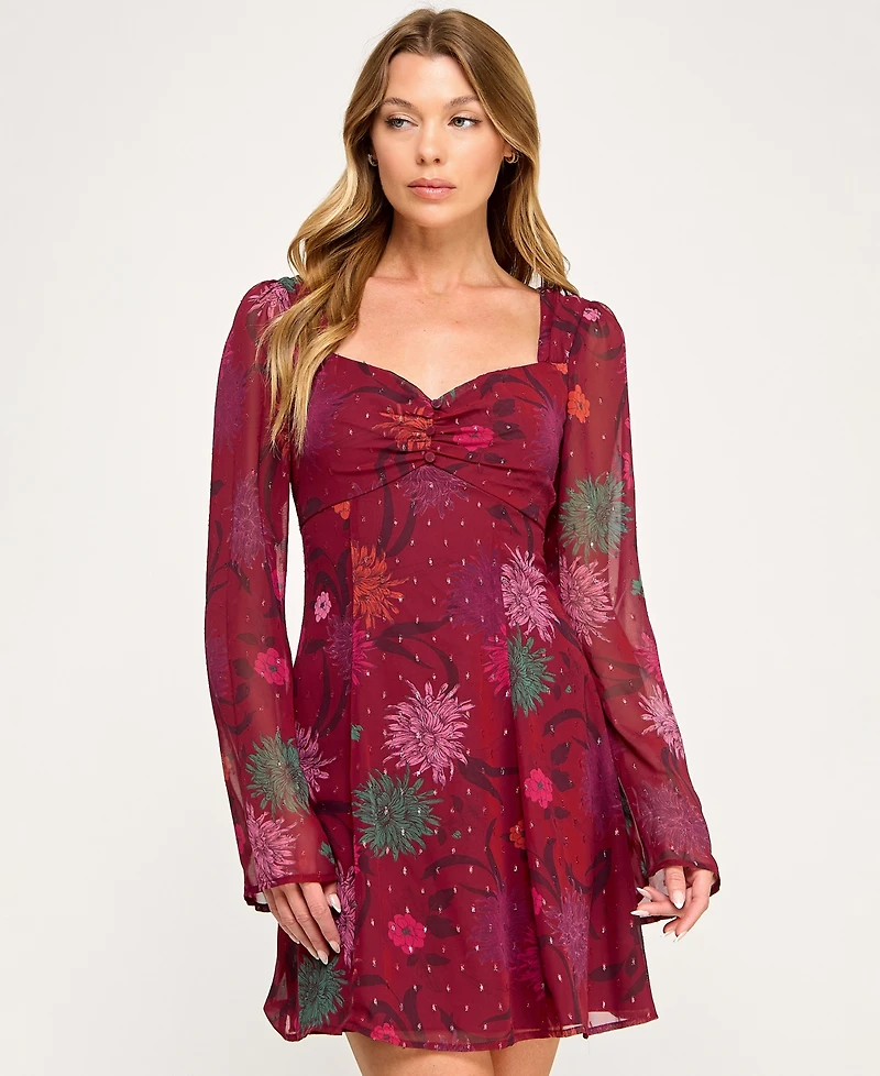 Seni & Cade Juniors' Long Bell Sleeve Short Dress