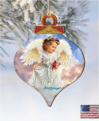 Designocracy Angel with Cardinal Wooden Ornament