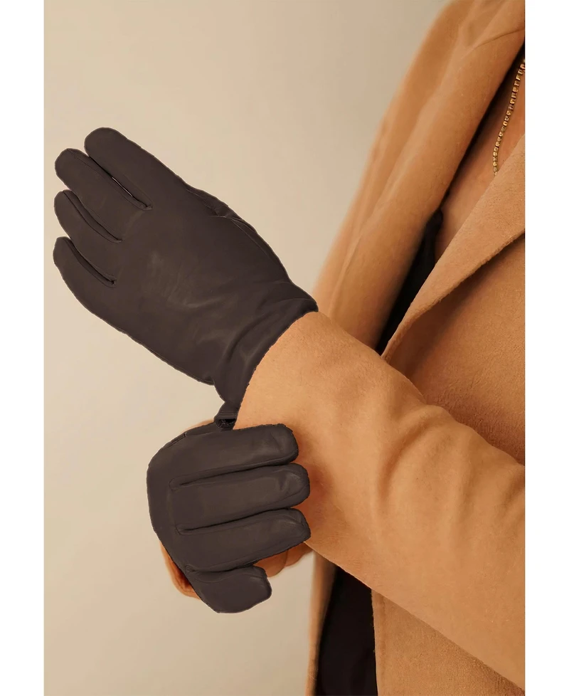 Women`s extra long Premium Lamb Leather Touchscreen Gloves "Lola Long" Cashmere Lining