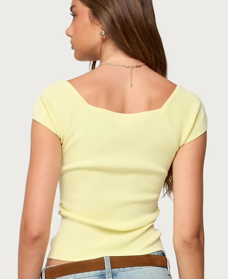 Edikted Women's Lilibet Sweetheart Button Up Top