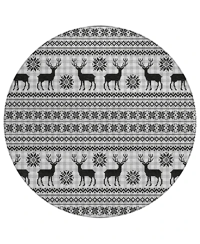 Addison Holiday Washable Indoor/Outdoor ACN1820 8'x8' Round Area Rug