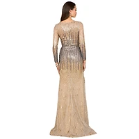 Lara Women's Mermaid, Beaded Long Sleeve Gown