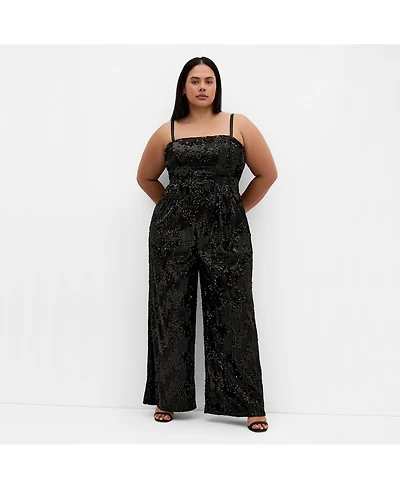 City Chic Women's Glimmer Sequin Strapless Jumpsuit