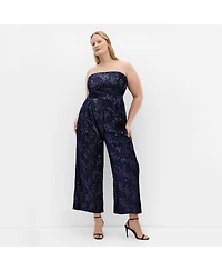City Chic Plus Glimmer Sequin Strapless Jumpsuit