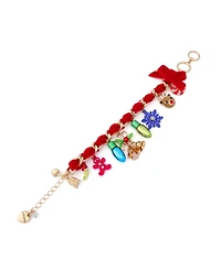 Betsey Johnson Faux Cultivated Pearl Santa Baby Charm Bracelet