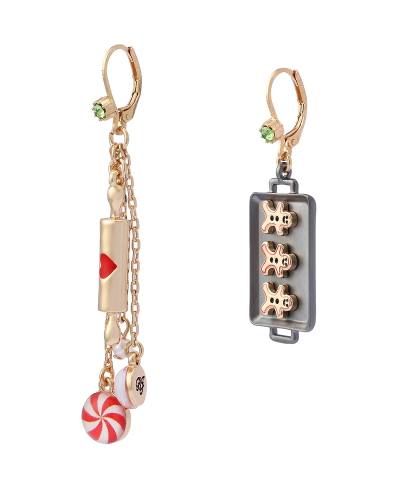 Betsey Johnson Faux Stone Santa Baby Gingerbread Cookie Drop Earrings