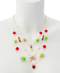 Betsey Johnson Faux Stone Santa Baby Pickle Layered Necklace
