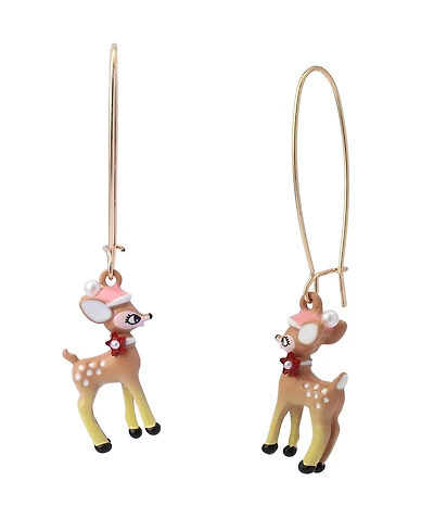 Betsey Johnson Faux Cultivated Pearl Santa Baby Reindeer Dangle Earrings