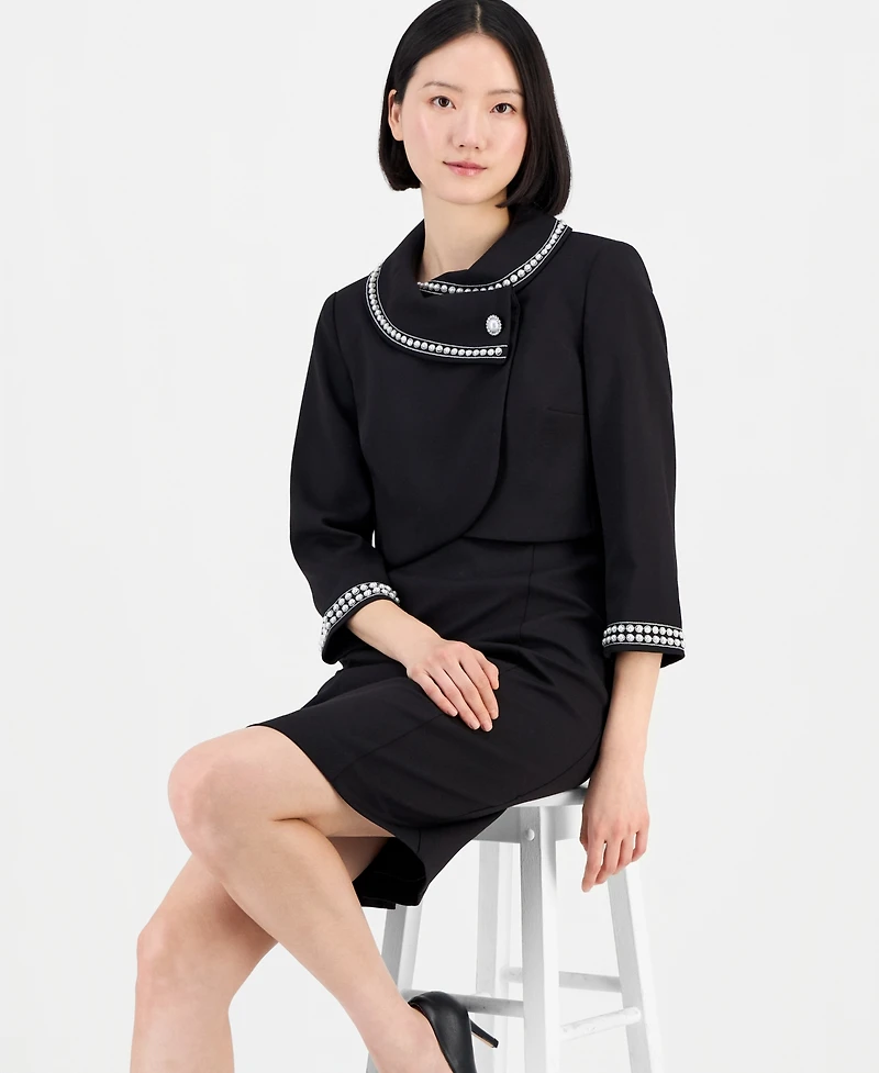 Tahari Asl Beaded Dress Suit Set