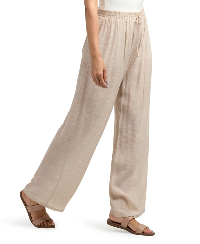Bcx Women's Resort Gauzy Texture Mid Rise Wide Leg Pants