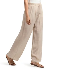 Bcx Women's Resort Gauzy Texture Mid Rise Wide Leg Pants