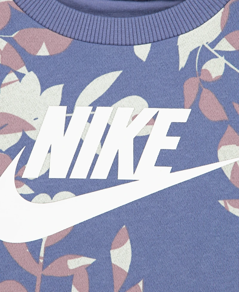 Nike Girls 2T-4T 2-Piece Floral Camo Crewneck Sweatshirt and Leggings Set