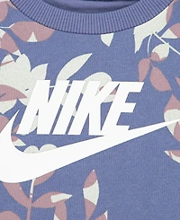 Nike Girls 2T-4T 2-Piece Floral Camo Crewneck Sweatshirt and Leggings Set