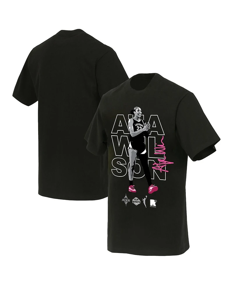 Round21 Men's and Women's A'ja Wilson Black Las Vegas Aces Poster T-Shirt