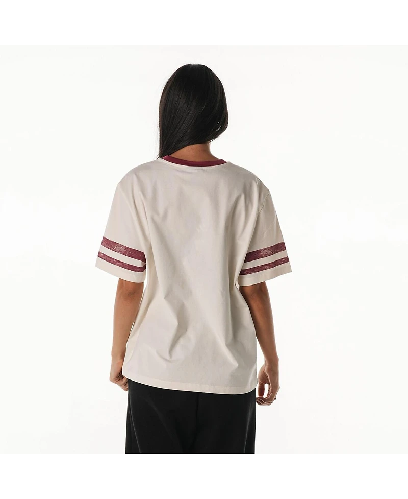 The Wild Collective Women's Cream Washington Commanders Vintage Drop Shoulder Oversized Boyfriend T-Shirt