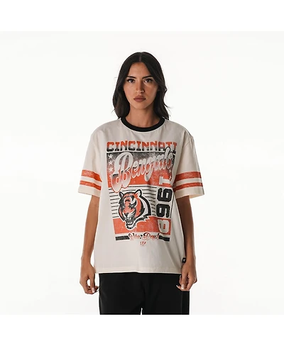 The Wild Collective Women's Cream Cincinnati Bengals Vintage Drop Shoulder Oversized Boyfriend T-Shirt