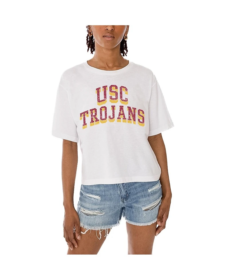 Gameday Couture Women's White Usc Trojans Claim To Fame Boxy Cropped T-Shirt