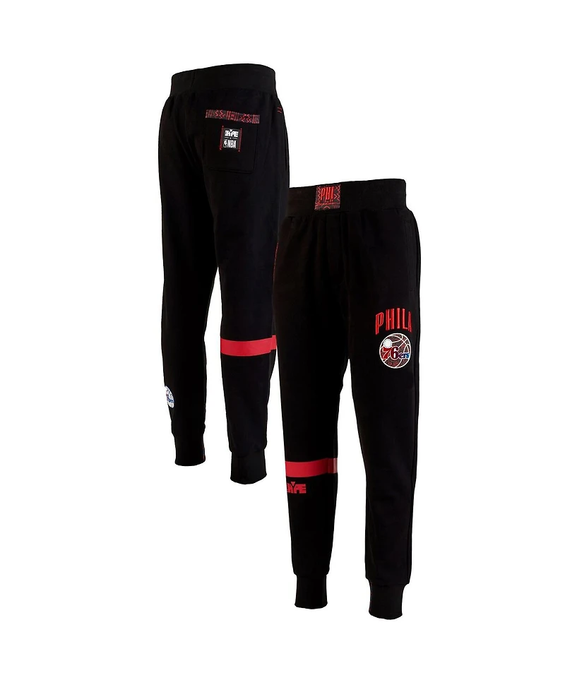 Two Hype x Nba Men's Black Philadelphia 76ers Culture Hoops Collection Premium Jogger Pants
