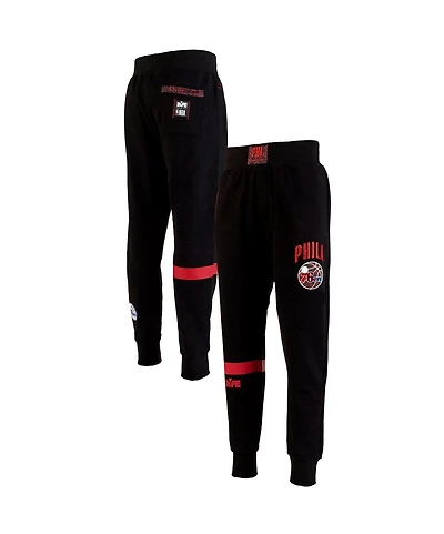 Two Hype x Nba Men's Black Philadelphia 76ers Culture Hoops Collection Premium Jogger Pants