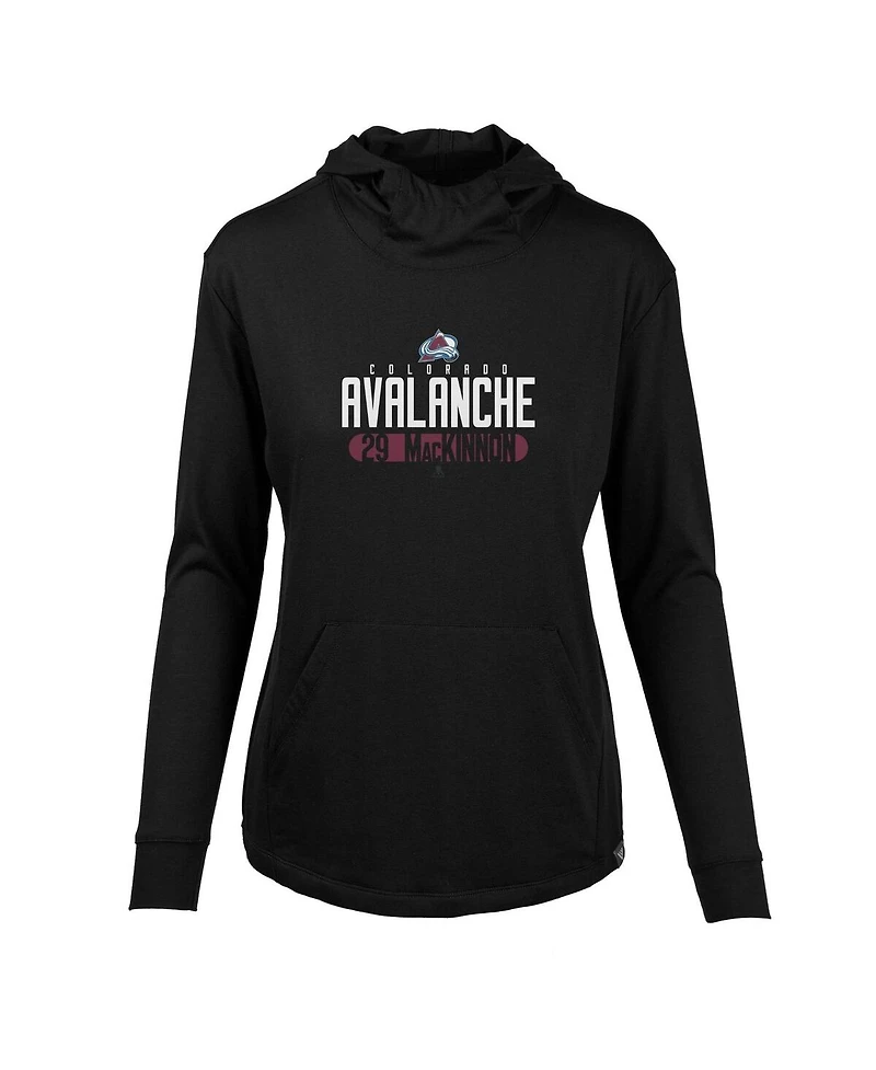 LevelWear Women's Nathan MacKinnon Black Colorado Avalanche Vivid Tracer Name Number Pullover Hoodie