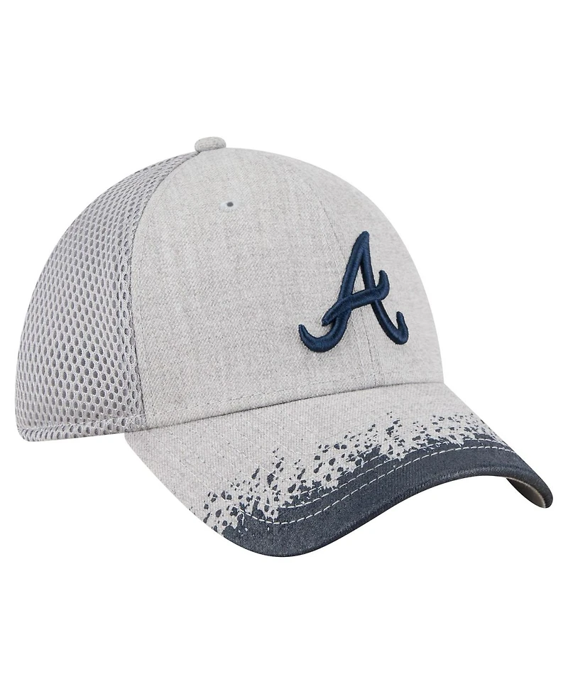 New Era Men's Gray Atlanta Braves Visor Paint Splatter 39THIRTY Flex Hat