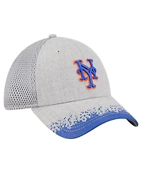 New Era Men's Gray York Mets Visor Paint Splatter 39THIRTY Flex Hat