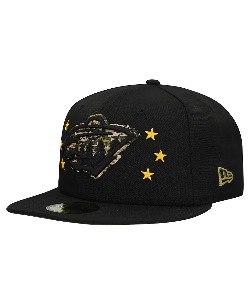 New Era Men's Black Minnesota Wild Military Appreciation Digital Camo Stars 59FIFTY Fitted Hat