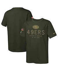 Nike Big Boys and Girls Olive San Francisco 49ers 2025 Salute to Service Sideline Dri-fit T-Shirt