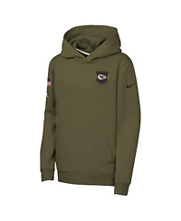 Nike Big Boys and Girls Olive Kansas City Chiefs 2025 Salute to Service Club Fleece Hoodie