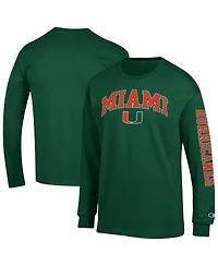 Champion Men's Green Miami Hurricanes Arch Over Logo 2-Hit Long Sleeve T-Shirt