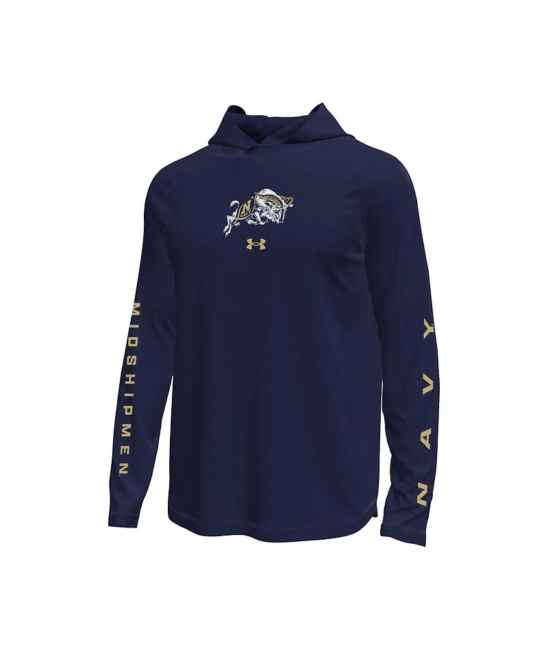 Under Armour Men's Navy Midshipmen Tech Stretch Long-Sleeve Hooded T-Shirt